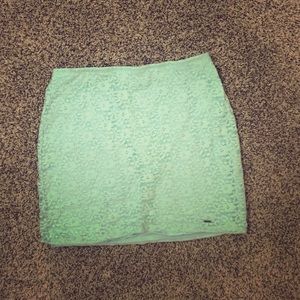 Lace teal mini skirt
